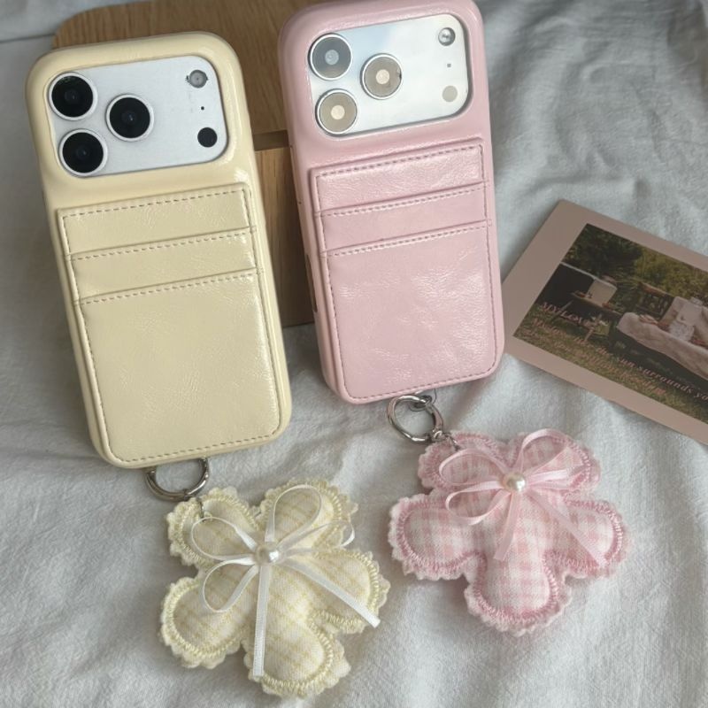 Luxury Bags Korea - Luxuriöse Gelb-Rosa-Blau Leder-Kartenetui-Brieftasche Handyhülle für iPhone