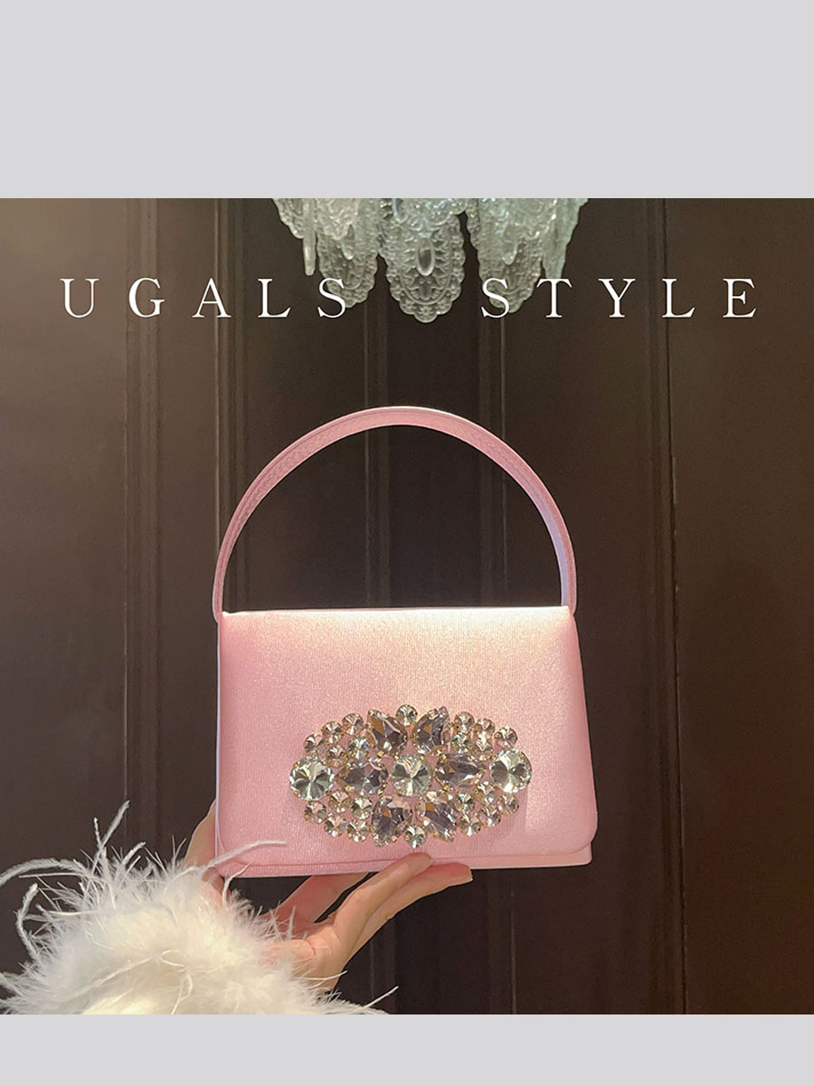 Luxury Bags For Young Women - UGALS Luxuriöse Satin-Diamant-Edelstein Kleine Quadratische Tasche