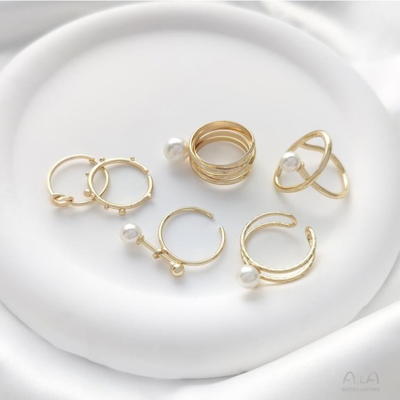Luxury Bags Korea - Farbiger 14K Goldring, japanischer und koreanischer