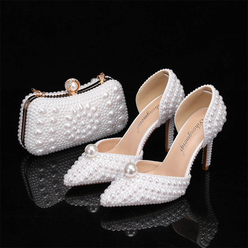 Luxury Bags For Women - Taschen- und Schuh-Set für Damen, Perlen-Hochzeitsschuhe