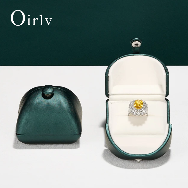 Luxury Bags List - Luxuriöse Dunkelgrüne Ringbox Premium Kunstleder Schmuckaufbewahrungsbox