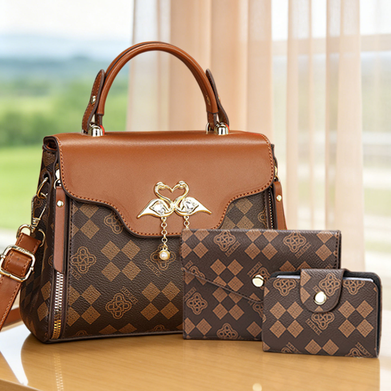 Luxury Bags For Women - 3-teiliges Damen-Taschenset, leicht luxuriöse bedruckte Damen-Umhängetasche,