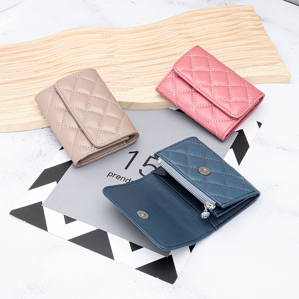 Luxury Bags Brand Names - Schaffell Stepp Kartenhalter Frauen Bifold Leder